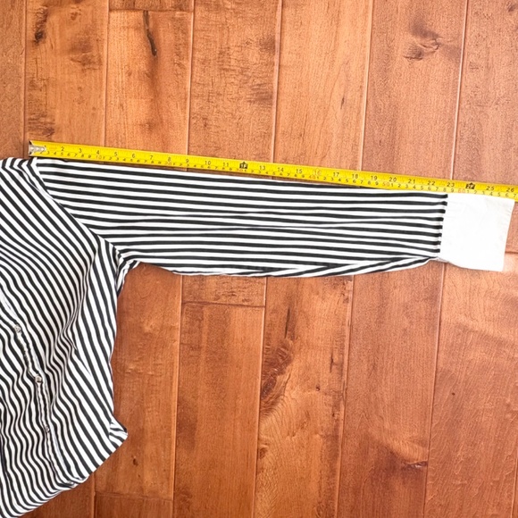 New & York Company Vintage Striped Button-Up Shirt Womens  M French Cuffs - Picture 10 of 12